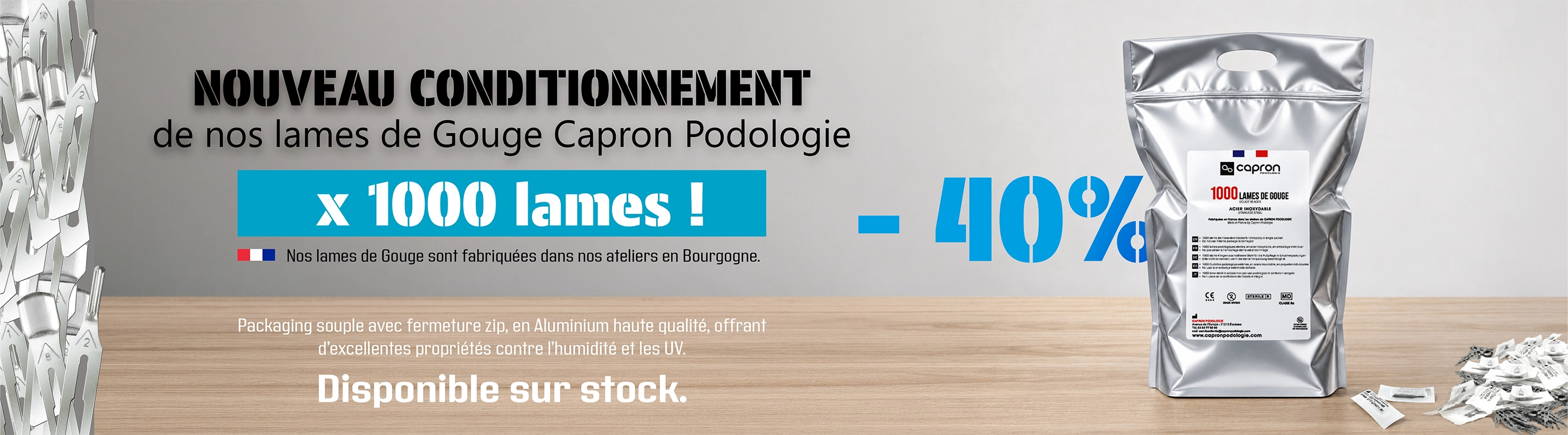 nouveau conditionnement de lames de gouge Capron